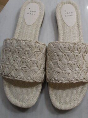 A New Day Raffia Slides Size 10 Womens